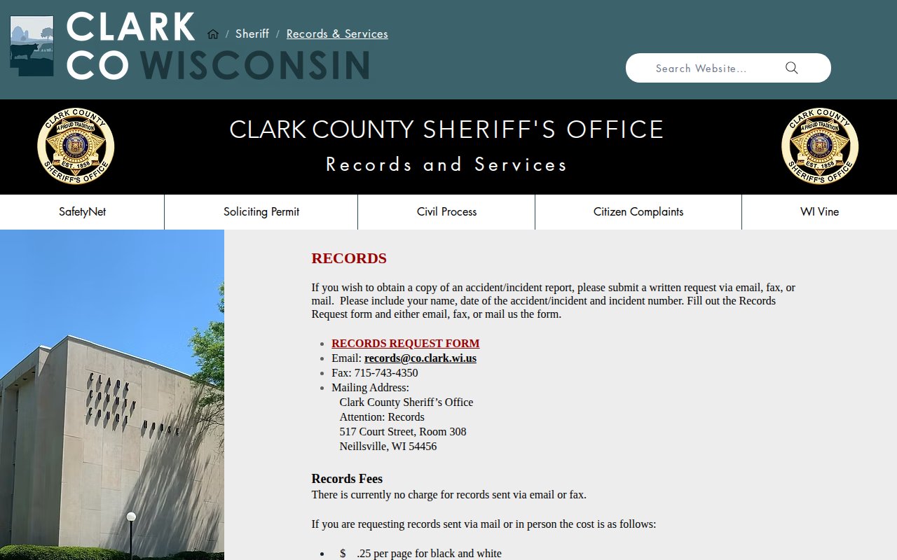 Clark County official Records and Services request instructions